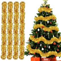 Beijiyi - Guirlande de Noel Sapin, 4pcs Guirlandes Tinsel Noël, Guirlande Sapin 2m, Guirlande Tinsel Métallique Scintillantes pour Mariage