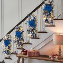 Umnuou - Guirlande de Noël,Guirlandes d'escalier en Forme de Noël sans Fil, guirlandes de Noël Swag pour Porte d'entrée Décorations suspendues pour