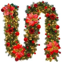 Umnuou - Guirlande de Noël avec chaîne lumineuse led éclairage 270cm Guirlande de Noël Guirlande de Noël artificielle Décoration de Noël Noël,