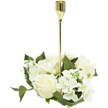 Jeffergarden Guirlande de Roses de Simulation, Mini Anneau de Bougie pour la Décoration de Placard de Table à Manger de Salon de Fête de Mariage (l)