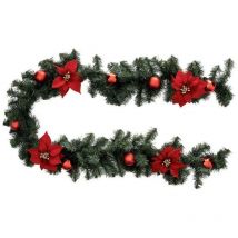 Guirlande de sapin artificiel boules rouges 2 m