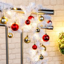 Spetebo - Guirlande de sapin artificielle avec chaîne et boules lumineuses led - Couleur : blanc