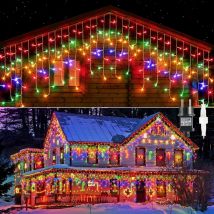 Guirlande extérieure, rideaux de Noël 10M 400 LED, guirlandes lumineuses étanches, guirlandes lumineuses LED de Noël 8 modes, adaptées à la