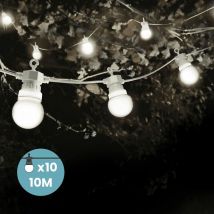 Skylantern - Guirlande Guinguette 10M Blanche Cable Blanc - Guirlande Electrique Exterieur 10 Bulbes Blanc - Guirlande Guinguette Exterieur