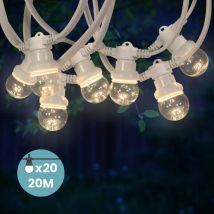 Skylantern - Guirlande Guinguette 20M Cable Blanc IP65 - Guirlande Electrique Exterieur 20 Bulbes Transparents - Guirlande Guinguette Exterieur