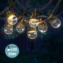 Guirlande Guinguette 20M Transparente IP65 - Guirlande Electrique Exterieur 20 Bulbes Transparents - Guirlande Guinguette Exterieur Boheme Déco pour