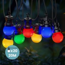 Skylantern - Guirlande Guinguette 20M Multicolore - Guirlande Lumineuse Exterieure led Blanc Chaud 20 Bulbes - Guirlande Guinguette Exterieure de 20M
