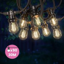 Skylantern - Guirlande Guinguette 30M 90 Bulbes ulbes Filament Blanc Chaud - Guirlande Lumineuse Ampoule E27 Transparente - Guirlande Guinguette Led