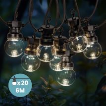 Guirlande Guinguette 6M Transparente - Guirlande Electrique 20 Bulbes Transparents - Guirlande Guinguette Decoration Romantique, Déco pour Terrasse
