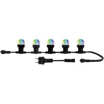 Guirlande guinguette LED 10x1,1W / 50LM connectable 10 ampoules RVB changeantes E27 L.10M