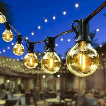 Guirlande Guinguette Extérieure, 7.6 Mètres avec 25+1 Ampoule led Guirlande Guinguette Exterieur Intérieur étanche Blanc Chaud Décoration Chane de