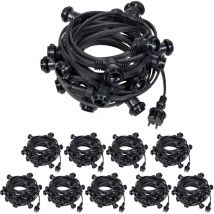 Guirlande Guinguette IP65 100m Noire Raccordable - Guirlande Lumineuse pour ampoule E27 200 Douilles - Guirlande Guinguette Extérieure pour Terrasse