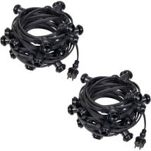 Skylantern - Guirlande Guinguette IP65 20m Noire Raccordable - Guirlande Lumineuse pour ampoule E27 40 Douilles - Guirlande Guinguette Extérieure
