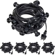 Skylantern - Guirlande Guinguette IP65 50m Noire Raccordable - Guirlande Lumineuse pour ampoule E27 100 Douilles - Guirlande Guinguette Extérieure