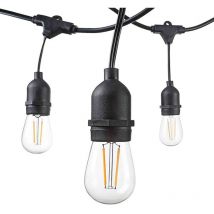 Optonica - Guirlande Guinguette Noire Suspendue IP44 14,4m pour 15 Ampoules E27