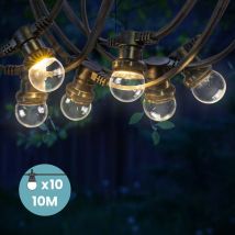 Guirlande Guinguette 10M Transparents IP65- Guirlande Electrique Exterieur 10 Bulbes Transparents - Guirlande Guinguette Exterieur Decoration