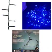 Guirlande led compacte clignotante vert-bleu 16m 500 leds cable vert