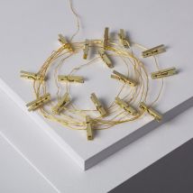 Guirlande led Fil de Fer avec Pince à Linge Dorée 3.5m Doré