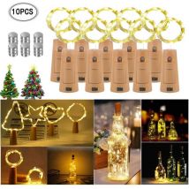 Guirlande lumineuse, 10 Pièces 20 LED 2M BouteillesLight Warm White Lumière de Bouteille de vin Lumières d'humeur,--TRIMEC