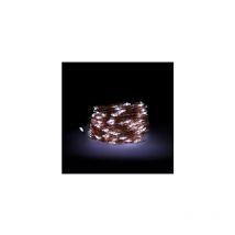 Guirlande Lumineuse 100 Microleds Blanc Froid Couleur Cuivre Fonctionnement avec câble usb ou Pile a (3 aa Non Incluses) IP44