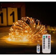 Guirlande Lumineuse à led, 20m 200LEDs usb Guirlande led Etanche,Imperméable IP65 Chaud Blanc Exterieur Lumières Intérieures pour Mariage Champêtre,