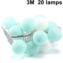 Feiyue - Guirlande lumineuse à led en boules de coton fonctionnant sur piles