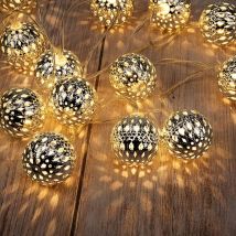 Guirlande lumineuse à piles de 20 led, guirlande lumineuse de 2,5 m, 20 ampoules, globe led blanc chaud, pour décoration de jardin et de fête