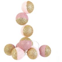 Guirlande lumineuse boules pailletées 10 leds (Lot de 2)
