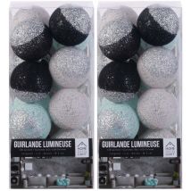 Guirlande lumineuse boules pailletées 16 leds (Lot de 2)