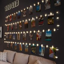 Chaîne lumineuse à clips photo led pour la décoration de la pièce, chaîne lumineuse 10M 100LED avec 50 clips pour le salon, Noël, mariages