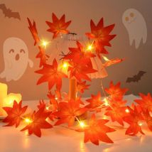 Guirlande Lumineuse de Décoration d'automne, 3M 20 LED Guirlande Lumineuse Pile avec 6h de Minuterie, Guirlande Lumineuse de Feuille d'érable pour