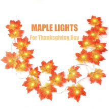 Guirlande lumineuse de feuilles de Noël, guirlande de lampes à 20 led en forme de feuille d'érable, lumière blanche chaude, alimentation du boîtier
