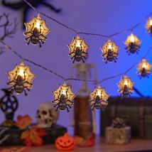 Guirlande lumineuse d'Halloween à led, 1,5 m, 10 pièces, à piles, pour décoration d'intérieur et d'extérieur, motif araignée, pour fête d'Halloween,