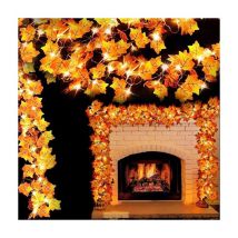Guirlande lumineuse en érable à 50led, 16,4 pieds, 2 paquets, fonctionne à piles, décorations d'automne pour Thanksgiving et Halloween pour la maison