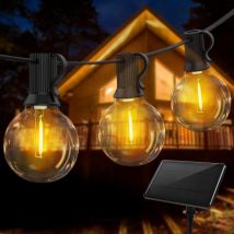 Guirlande Lumineuse Extérieure Solaire, 25+2 15M LED Guirlande Solaire Extérieure,IP65 étanche Guirlande Guinguette Exterieur avec 4 Modes