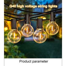 Guirlande Lumineuse Exterieure Solaire, 7.62M Blanc Chaud Guirlande Solaire Exterieur Avec 25+1 G40 Incassable Ampoule, Étanche Guirlande Guinguette