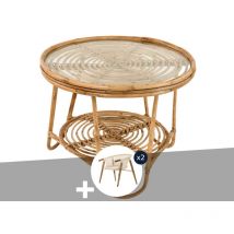 Jardiline - Ensemble salon de jardin bohème, 2 fauteuils en macramé + table basse