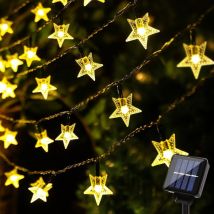 Svkbjroy - Guirlande Lumineuse Extérieure Solaire Noël Guinguette Blanc Chaud 30LED 6,5m Guirlande Lumineuse Étoiles Imperméable Lumière Décoration