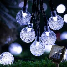 Svkbjroy - Guirlande Lumineuse Extérieure Solaire Noël Guinguette Blanc Froid 30LED 6,5m Boule Solaire Extérieur Jardin Imperméable Lumière