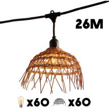 Lumisky - Lot de 6 guirlandes hawaii light connectable Noir Poly rotin 26M