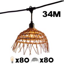 Lumisky - Lot de 8 guirlandes hawaii light connectable Noir Poly rotin 34M