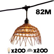 Lot de 20 guirlandes HAWAII LIGHT CONNECTABLE Noir Poly rotin 82M