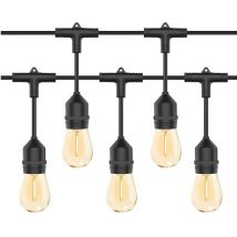 Mediawave Store - Guirlande Lumineuse led 10m Chaudes Extérieures 10 Ampoules avec Panneau Solaire