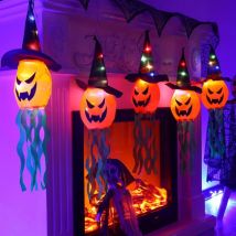 Guirlande lumineuse LED citrouilles pour Halloween, cinq guirlandes lumineuses connectées, accessoires de décoration d'Halloween colorés, lanterne à