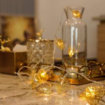 Guirlande Lumineuse led Coeur - 3m usb - 20 Coeurs Blanc Chaud - Décoration Chambre Fille, Mariage, Coiffeuse - Or