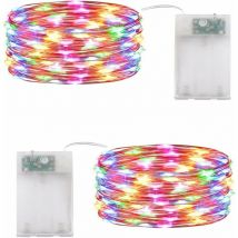 Guirlande Lumineuse multicolore Noël Fairy Lights led Lot de 2 10 m 100 led Guirlande de Lumière Girlande de Lumière à piles pour Chambre Noël