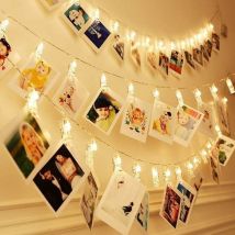 Guirlande lumineuse porte photos - Ruban porte photos avec pinces - Guirlande Lumineuse Photo - 6M 40LED - Porte Photo Mural - Mémos Photo