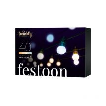Twinkly - Guirlande guinguette connectée IP44 20m 40 leds blanc festoon