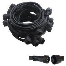 Guirlande Guinguette Extérieur Ip65 10m 20 Douilles E27 Câble Plat Noir Connectable Professionnelle