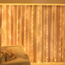 Guirlande Lumineuse Rideau,Avec crochet Rideau Lumineux usb 300 led 3m×3m 8 Modes d'Eclairage,Decoration de